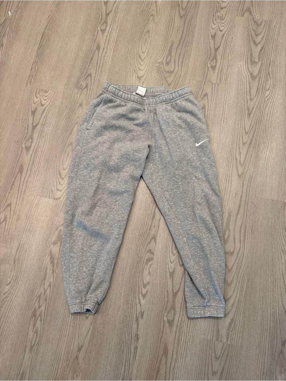 Nike Kids Light Gray Sweat Jogger Pants with White Swoosh